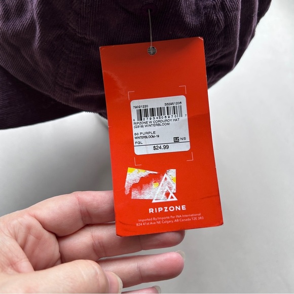 Ripzone women’s Cap Hat Purple Baseball one Size winterbloom corduroy camping - Picture 2 of 8